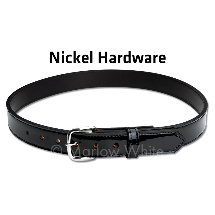 Marlow White Black Leather, Hi-Gloss Dress Belt