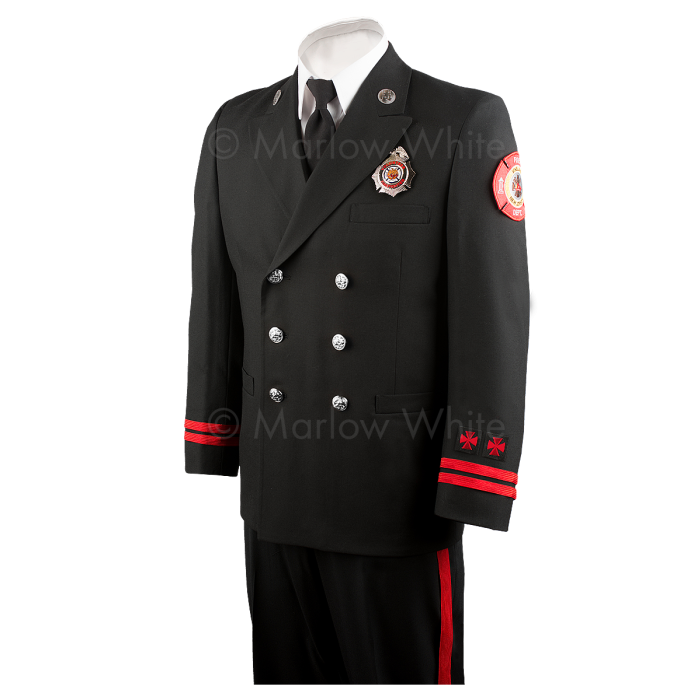 Marlow White First Responder Double-Breasted Dress Coat, Black Size MP