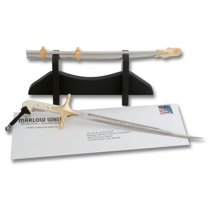 メセル大刀 ホワイト 古兵器 武具 刀装具 西洋刀 手鍛造打 鋼刀 装飾用 US Marine Corps Officer Ceremonial Sword Letter Opener | Marlow White
