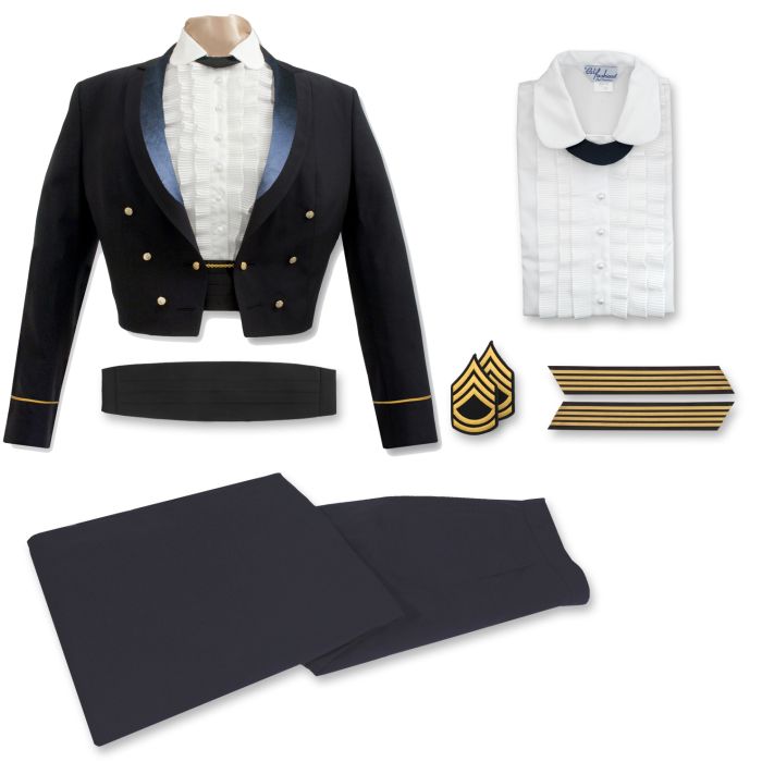 dress blues female army uniform Marlow White Enlisted Blue Evening Mess Package, Black/Navy Blue, Size 6 MP shipped-from_china Women's Long and Short Color:M-Pearl Pink Neck Tab
