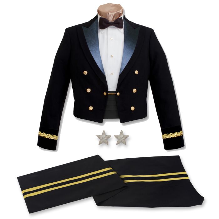 Male General Officer Army Blue Mess Package Flag Completion by Marlow White, Black/Navy Blue, 37R