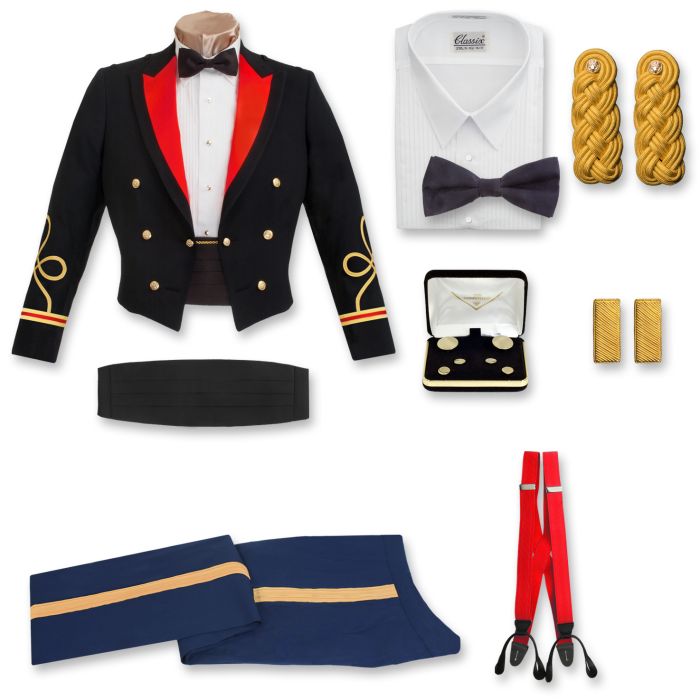 blues and royals mess dress Male Officer Blue Package by Marlow White, 37R size:US 12 navy blue crisscross halter satin gown Sunday's Best in this attached trefoil