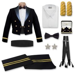 army dress blue uniforms Male General Officer Mess Package by Marlow White, Black/Navy Blue, 37R Size:4 Toddler 24.5 Length Black_Friday Deals CFLVAEK Flare Vday24