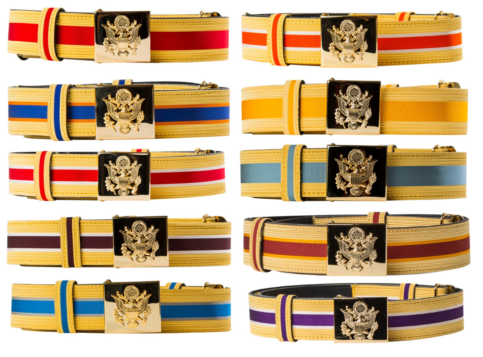 Military Uniforms - Officer Ceremonial Belt by Marlow White - Size 8 - Gold