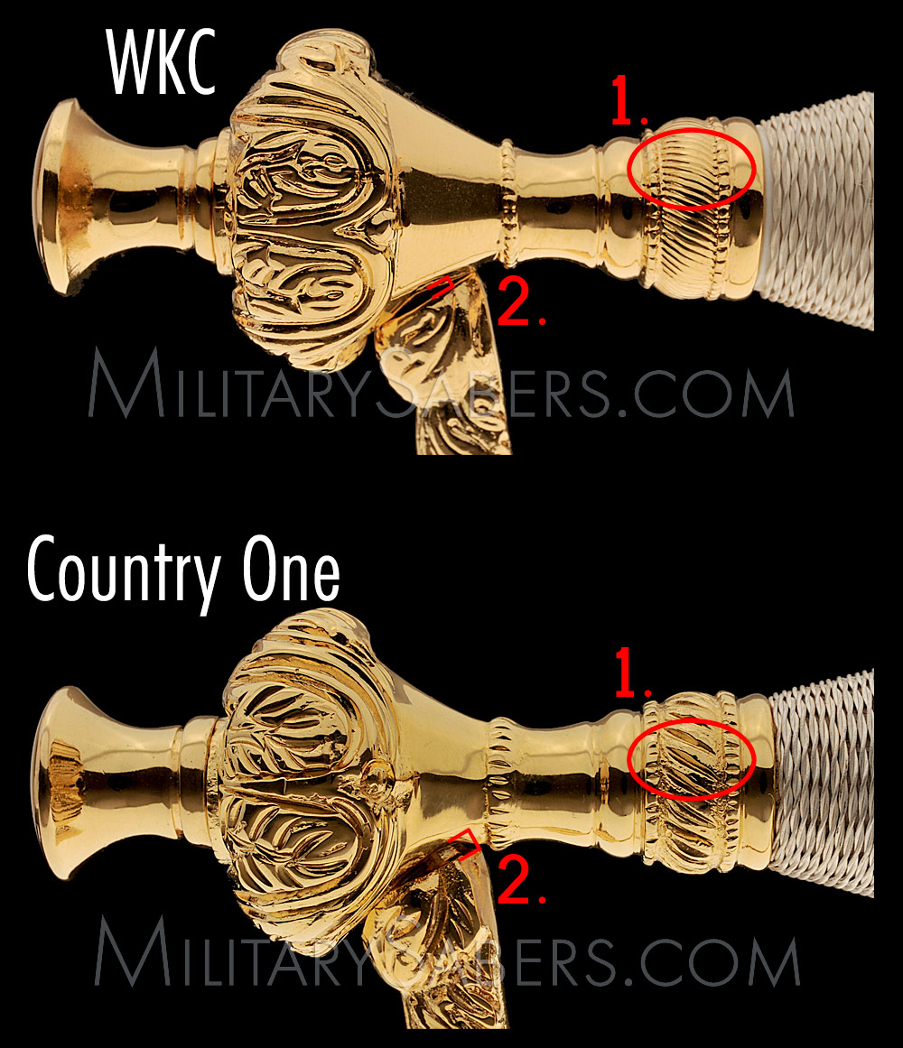 Army NCO Sword Hilt Cast Quality Comparison